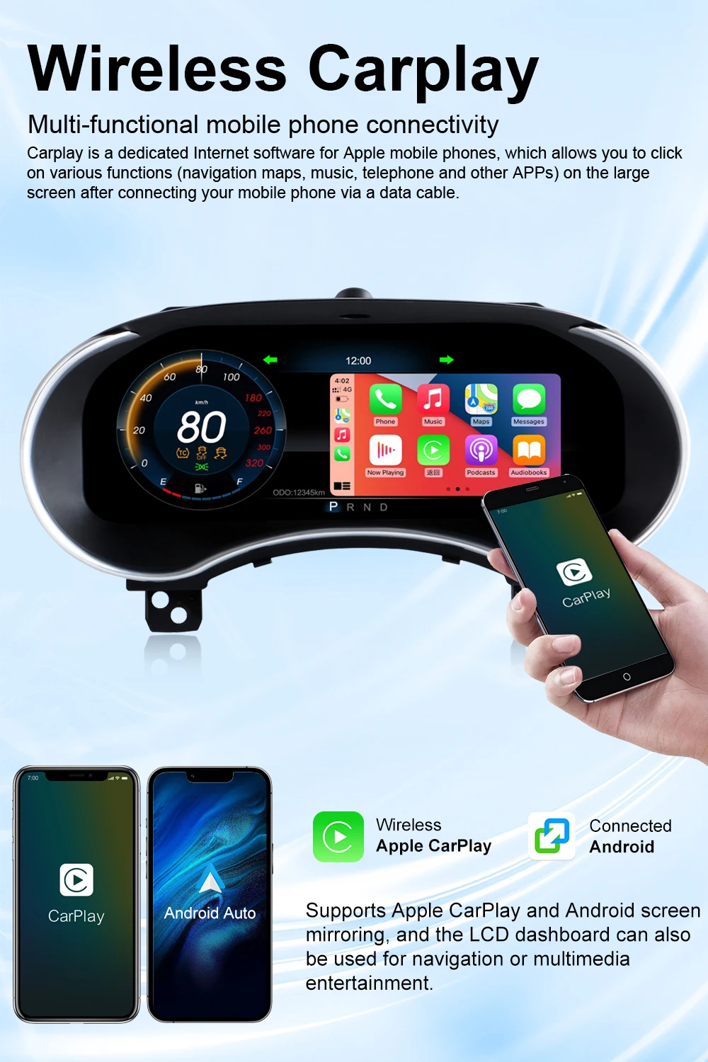 12.3inch Original Digital LCD Dashboard For Jeep Grand Cherokee WK2 2014-2021 Sp