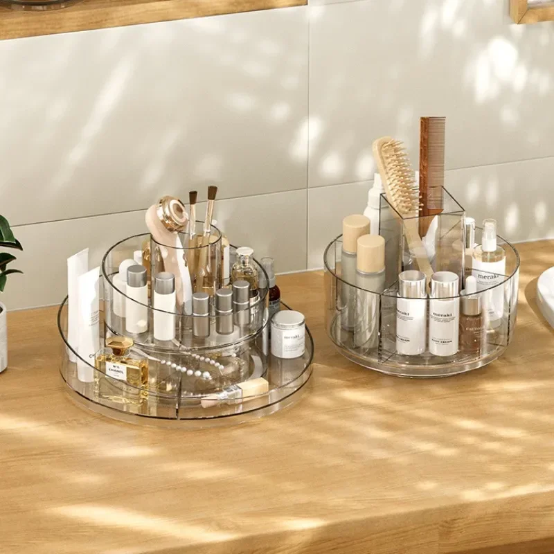 Cosmetics Rotary Storage Box Acrylic Transparent Makeup Flat Storage Rack Desktop Dressing Table Rack storage box makeup organizer makeup storage box cosmetic storage box cosmetics shelf