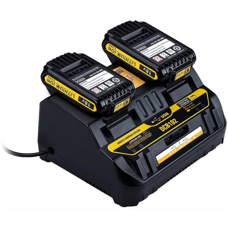  ADVNOVO DCB102BP 2-Ports Battery Charger Replace for Dawet 12V  20V Jobsite Charging Station DCB102 DCB120 DCB105 DCB112 Lithium Battery  DCB204 DCB127 DCB606 DCB200, Black : Everything Else