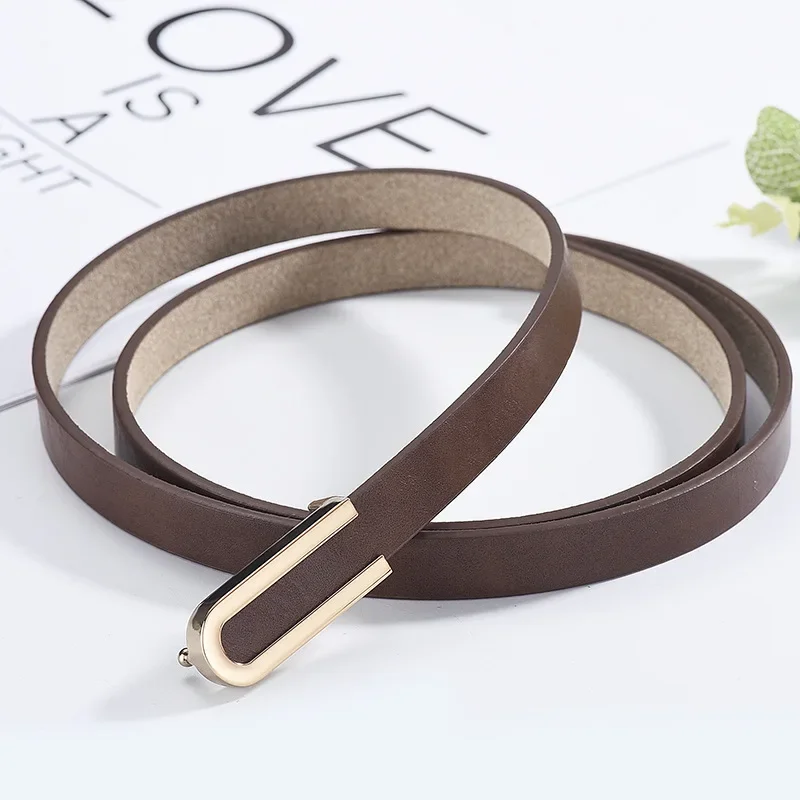 

Ceinture fine en cuir pour femme,de haute qualité, marque de mode, ceinture en or environnemental, blanche structurée, DT078,