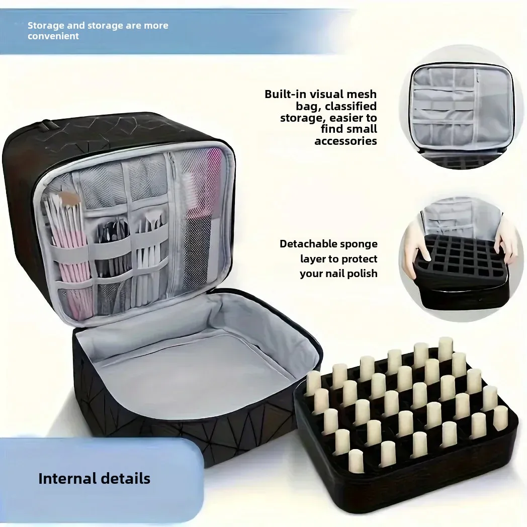 Storage Bag Women's Portable Double-layer Nail Polish Organizer Travel Essential Oil Storage Box Multi-function