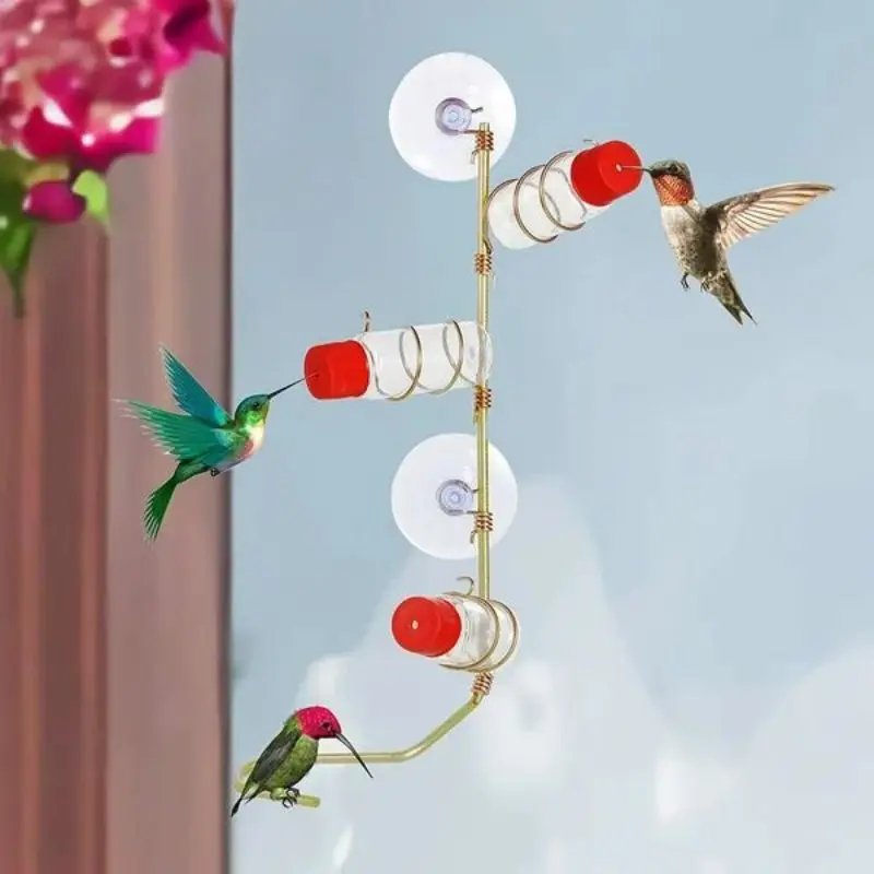 

Кормушка для птиц на присоске, креативная медная уличная подвесная ручная креативная садовая подвесная 3-в-1 Кормушка Для колибри