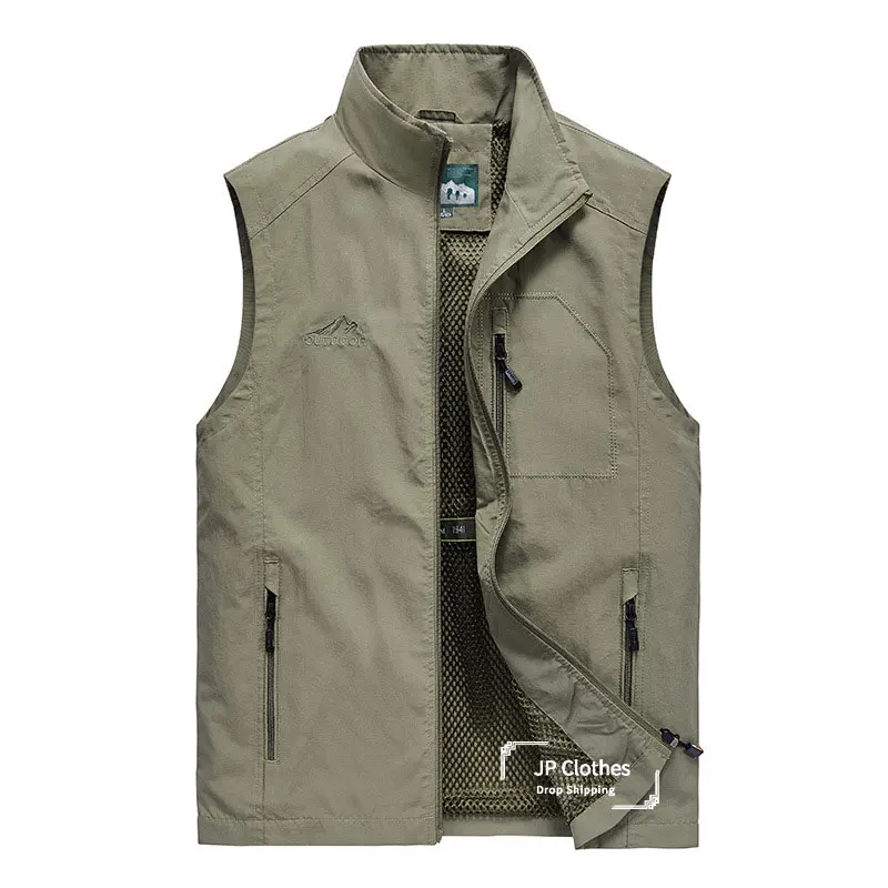 

Spring And Summer New Men's Simple Standing Collar Fishing Vest Men's Large Size Outdoor Casual Quick Dry Sleeveless Tank
