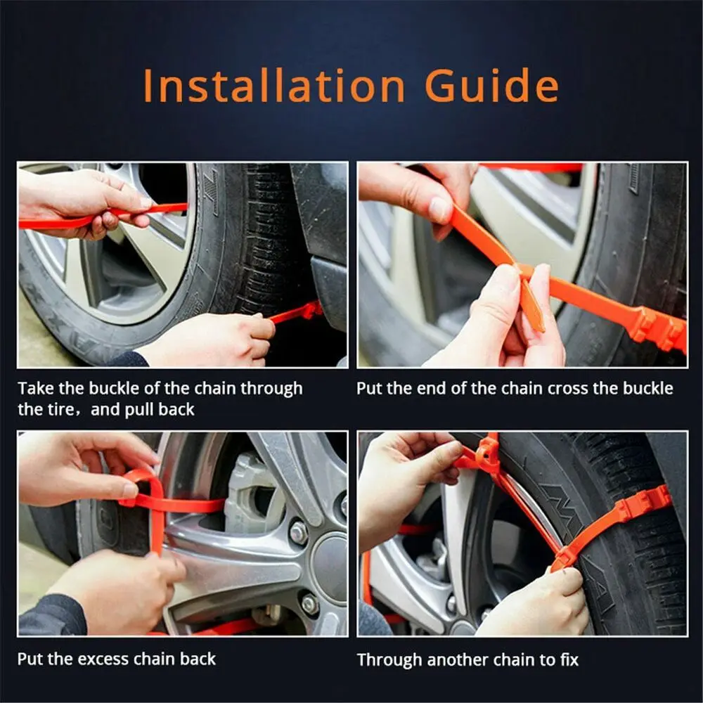 PA Snow Chains For 175-295mm Car Winter Tire Wheels Snow Tire Anti-skid Chains Wheel Tyre Cable Belt Winter Outdoor Chain