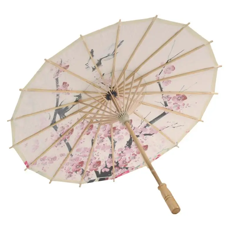 1pc Vintage Chinese Style Umbrella Photography Props Oil Paper Umbrella Bamboo Dance Performance Decorative Flower 56cm