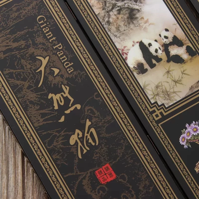 Chinese Style Mini Folding Screens, Panda Decoration, Ornaments, Mini Table Room Glass Partition, Home Decoration