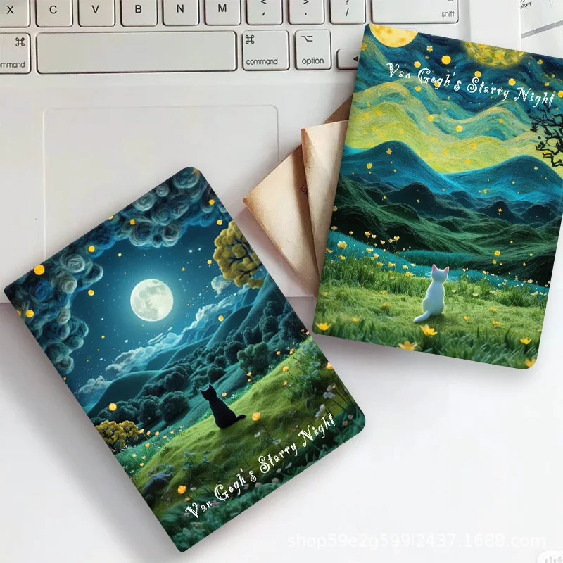 Artistic Cat PU Leather Stand Smart Tablet Case