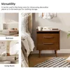 2 Drawer Nightstand with Charging Station, Mid-Century Modern Bedside Tables with Wood Legs, Wood Night Stand 6