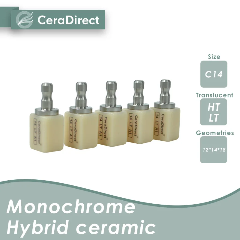 

Monochrome Hybrid ceramic 5 Pieces C14 (12*14*18mm)-Dental CAD CAM HT/LT for Dental Lab Free Shipping