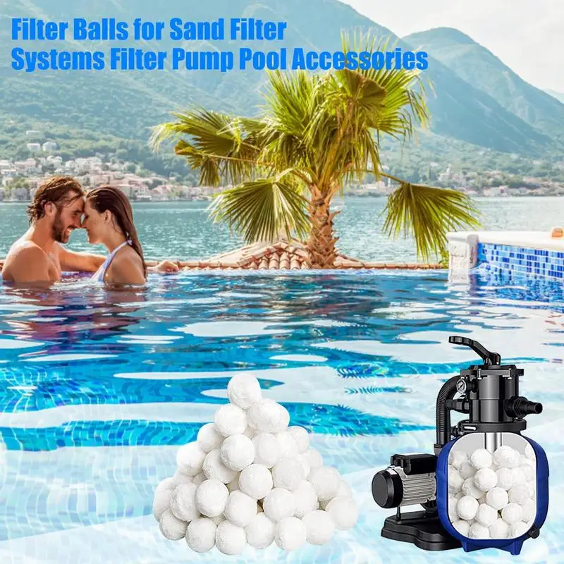 Bolas de filtro de piscina, bolas de filtro de fibra ecológicas  reutilizables de 1.5 libras, reemplazan el filtro de arena para filtros de  arena de
