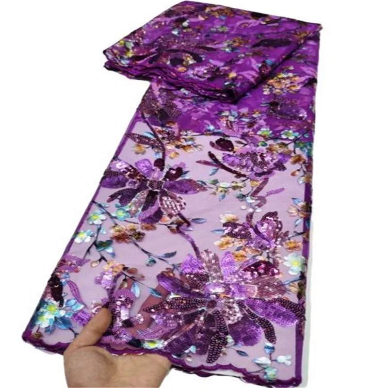 

Latest Multicolored African Milk Silk Tulle Lace Fabric High Quality Mesh Lace French Net Lace Fabric With Sequins For Wedding