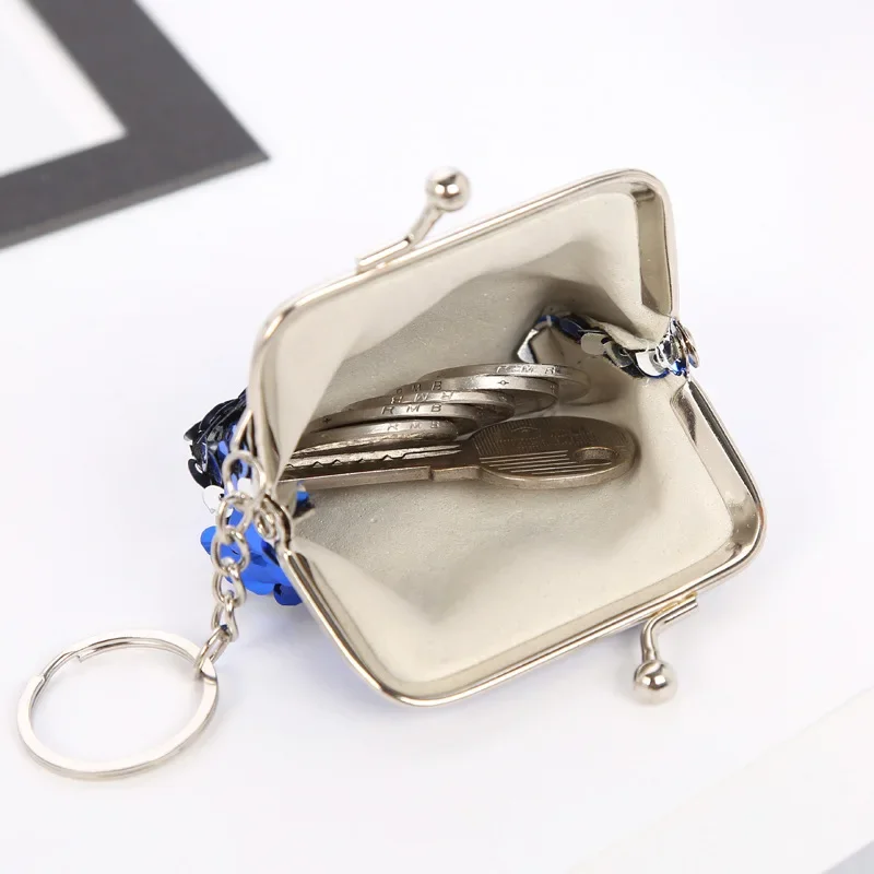 Donne Bling Mini portamonete metallo moda donna bambini paillettes portachiavi moneta soldi piccolo portafoglio tasca regalo di compleanno