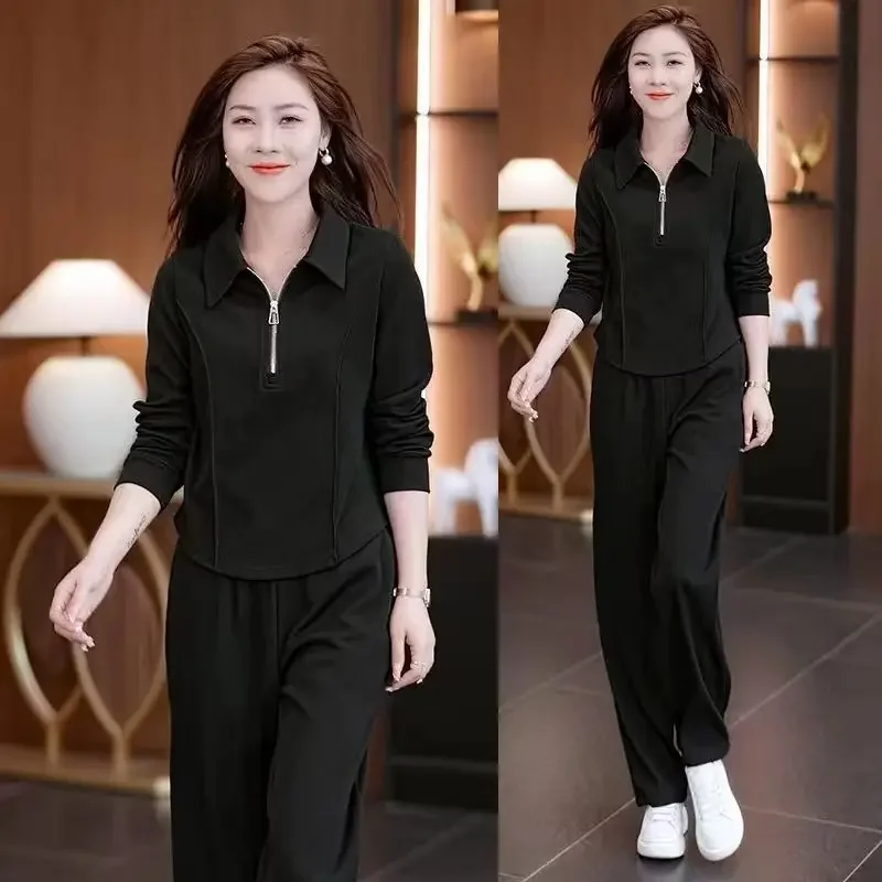 مجموعة أوائل الخريف بدلة رياضية حساسة على الموضة بنصف سحاب وأكمام طويلة بدلة رياضية نسائية أنيقة لتقليل العمر للتخسيس قطعتين S