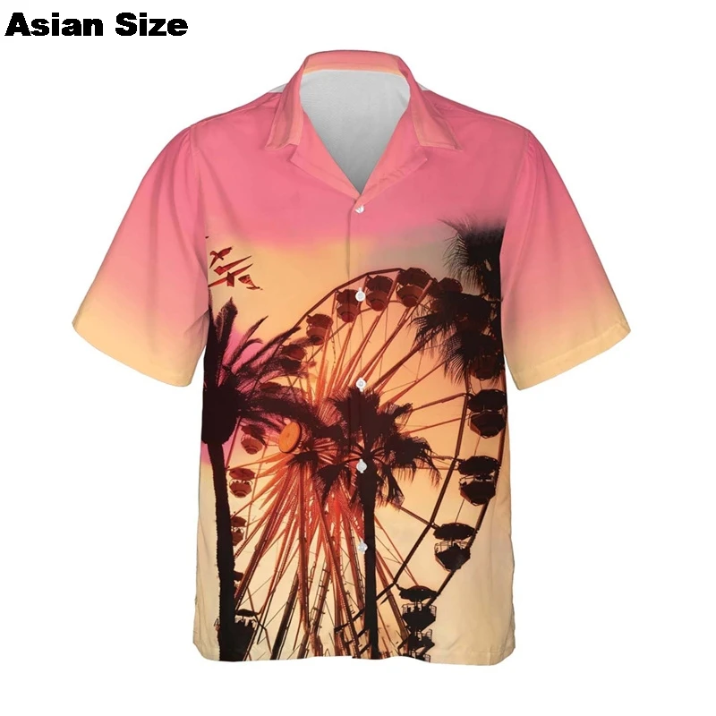 Summer Music Festival Beach Shirt Harajuku Ferris Wheel Graphic Shirts For Men Clothes Cute Pet Unisex Blouses Women Tops