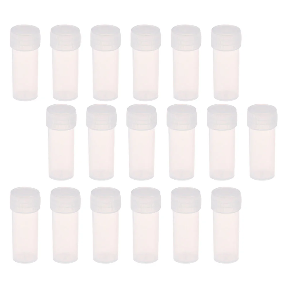 

50 Pcs Pill Bottle Vial Refillable Bottles Clear Sample Containers Plastic Small Vials White Dispensing Travel