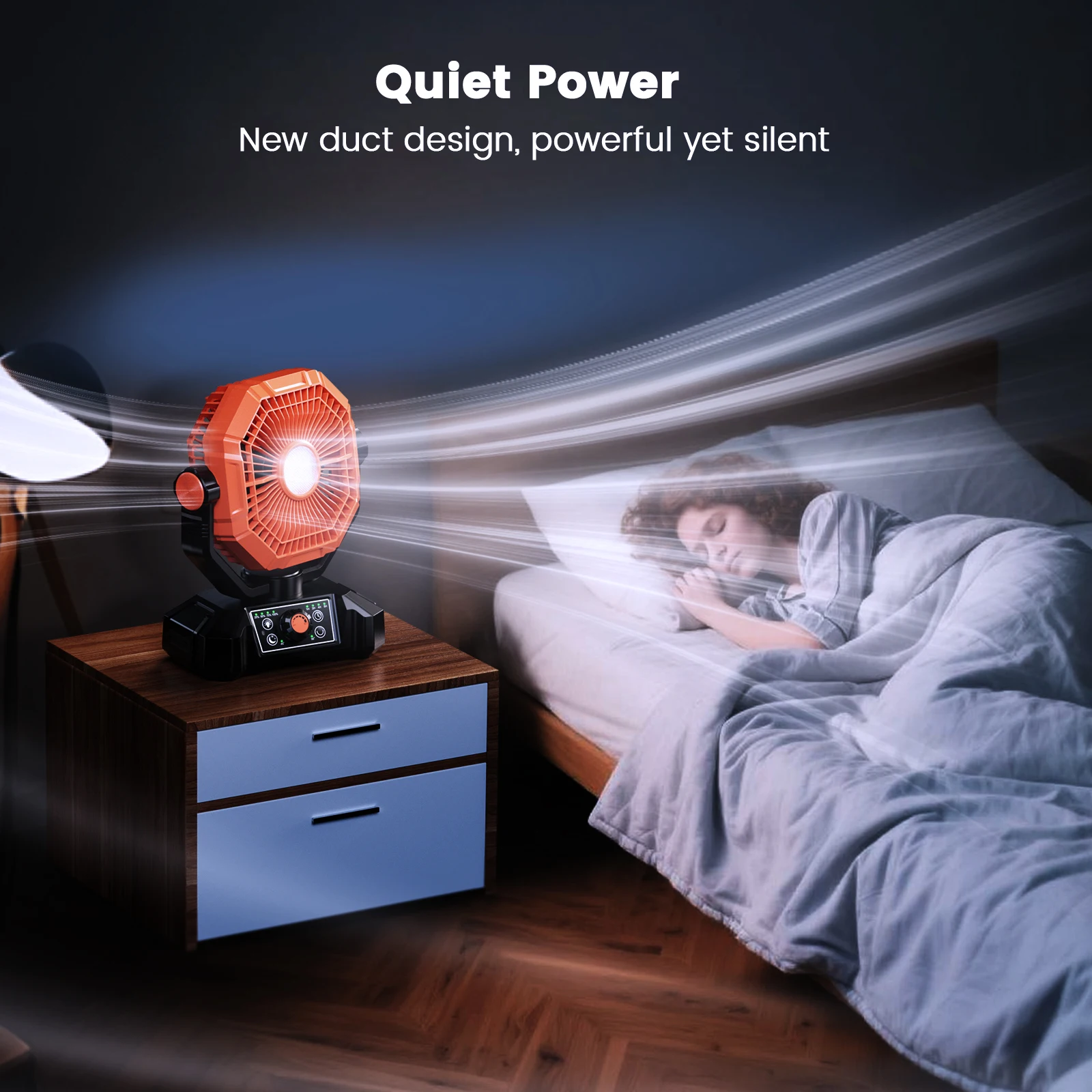 20000mAh Camping Fan with LED Lantern 8 Speed Desk Fan with Remote Portable Outdoor Fan with Hook for Tent Power Outages Jobsite 6