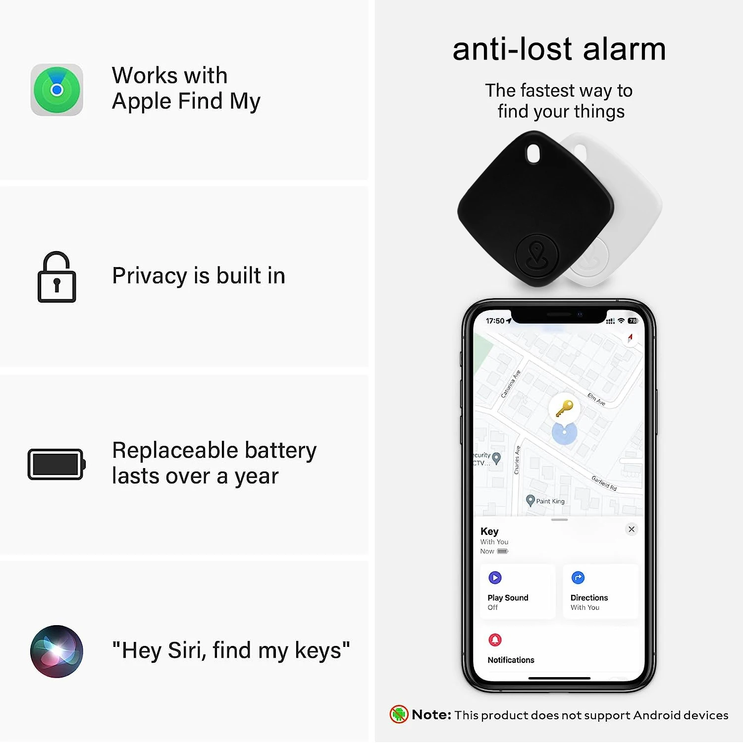 Smart Keys Finder BT Luggage Tracker Works With Apple Find My (iOS only) Item Locator GPS Tracker For Keys Wallet Suitcase Bags