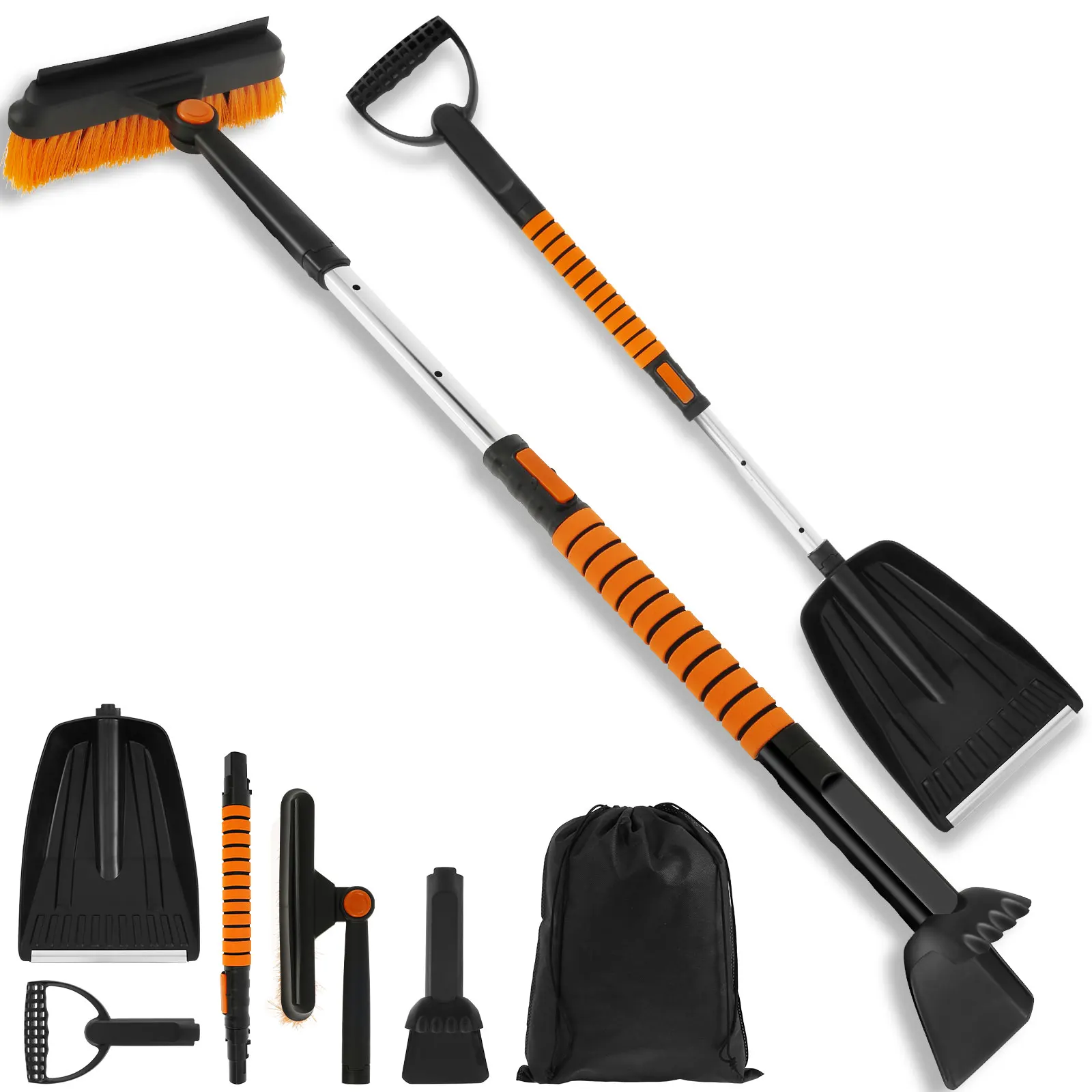 

НОВАЯ щетка для снега и скребок, выдвижная щетка для снега на ветровом стекле с вращающейся на 360 ° щеткой, съемная щетка для чистки автомобиля