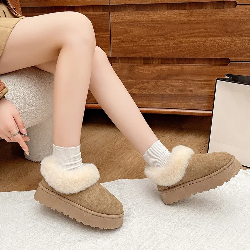 Winter Women Warm Ankle Boots New Simple Platform Snow Boots for Ladies Trend Causal Women's Fashion Cotton Shoes Furry Hairy
