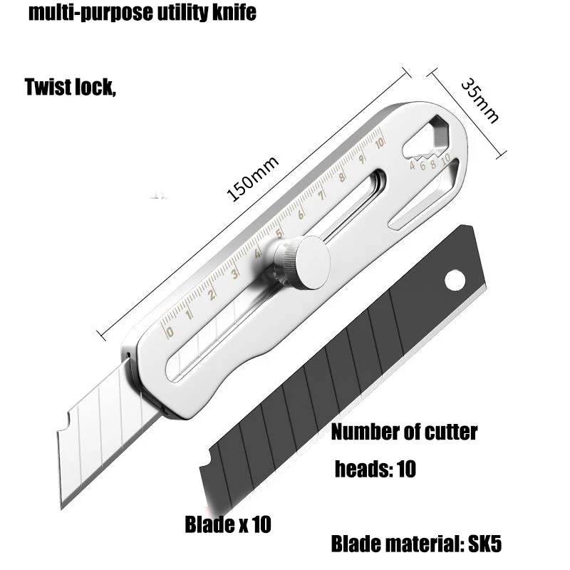 Utility knife All Steel Thickened Stainless Steel Cutting Paper Wallpaper Knife Industrial Grade Ultra-sharp Durable Metal Blade