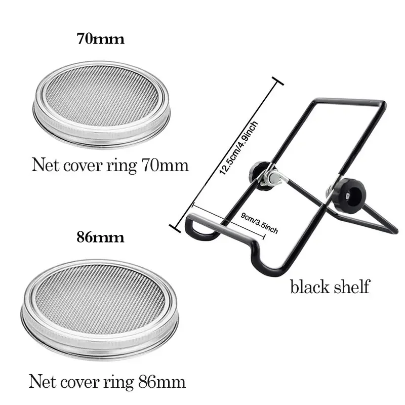 Seed Sprouter Germination Cover Sprouting Mason Jars With Stainless Steel Strainer Screen Lids Stainless Steel Germinator Stand sprouting jars kit