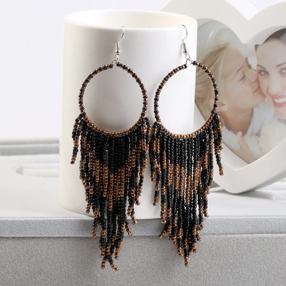 Vintage Bohemian Earrings Ethnic Long Tassel Bead Earrings Women Drop Dangle Suspension Ear Ornaments Wedding jewelry drop earrings dangle earrings long earrings crystal tassel earrings