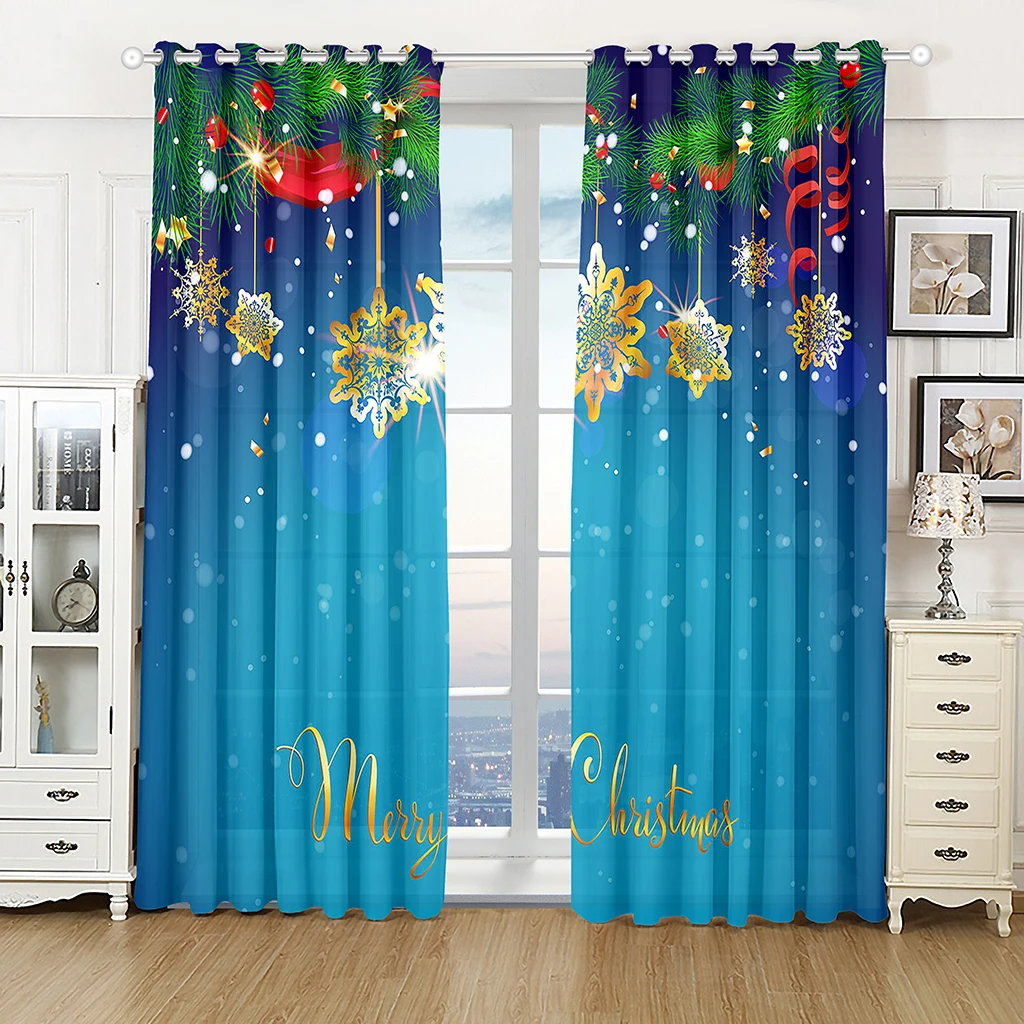 2024 Christmas Window Curtains Decor For Home Bedroom Kitchen Living Room Christmas Ornament Xmas Gifts Navidad Natal New Year 6