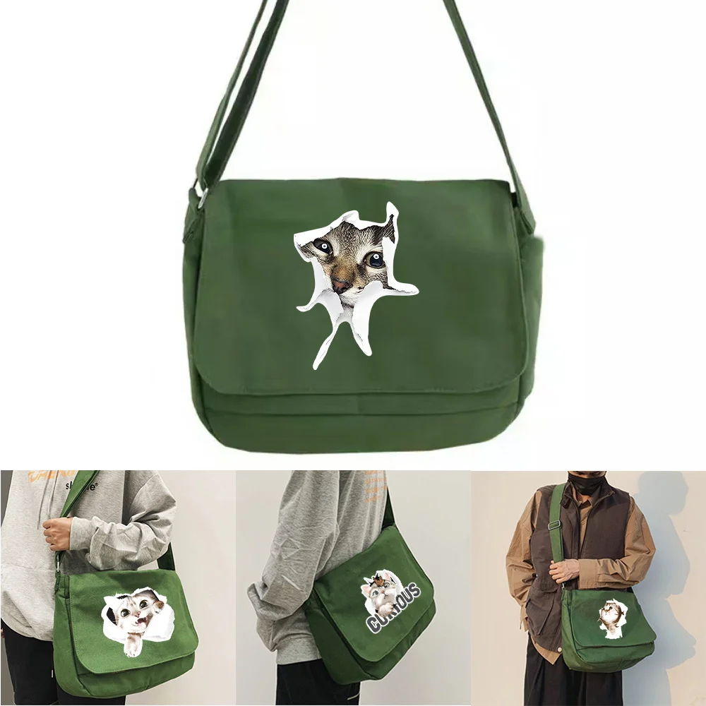 Messenger Shoulder Bags Casual Female Large Capacity Handbags Women's Crossbody Travel Shopping Bag Cat Series Print