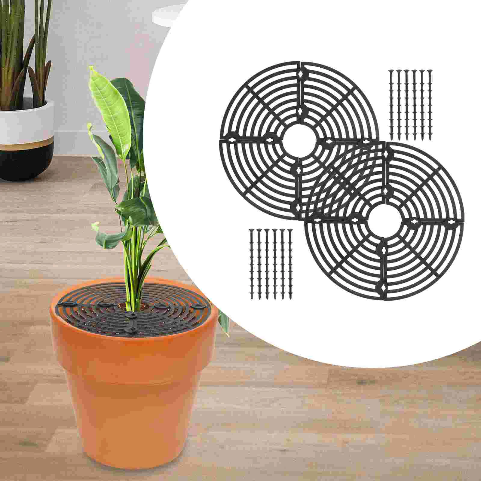 

2 Pcs Flower Pot Soil Cover Protector Pots for Plants Protective Guard Grid Plastic Child