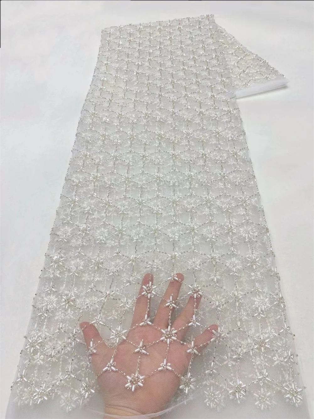 

Роскошная африканская кружевная ткань с блестками высокого качества 2024 Тяжелая вышивка бисером французское Тюлевое кружево для нигерийского свадебного платья