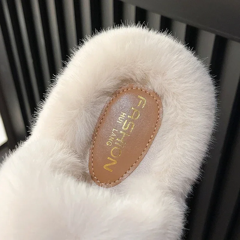 Woman Furry Ladies Fur Luxury Fluffy Plush Slipper House Soft Fuzzy Platform Indoor Casual Winter Home Warm High Heels Female 2