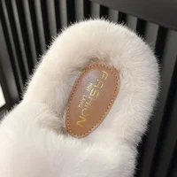 Woman Furry Ladies Fur Luxury Fluffy Plush Slipper House Soft Fuzzy Platform Indoor Casual Winter Home Warm High Heels Female 2