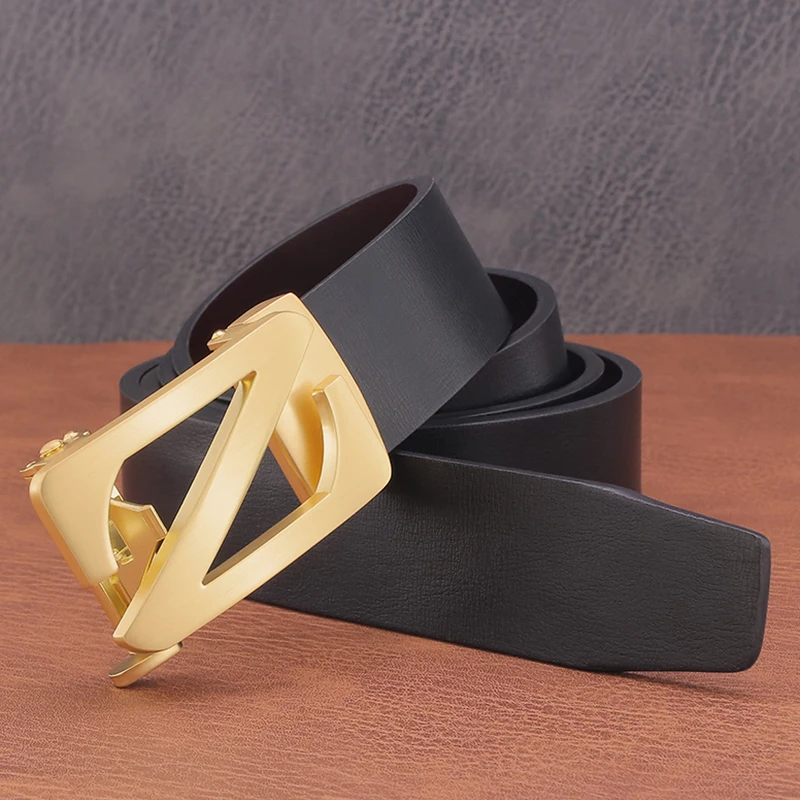 New Fashion Men Z Letter Belt Automatic Buckle Designer Leather Brand Luxury Cintos Masculinos Ceinture Homme