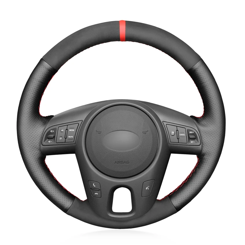 Handstitched Black Faux Suede Leather Noslip Car Steering Wheel Cover
