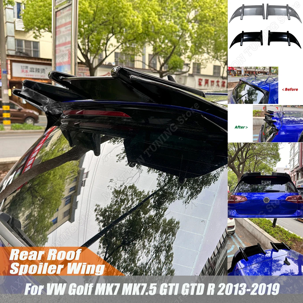 루프 스포일러 리어윙 테일 트렁크 립 튜닝 액세서리, VW 골프 MK7 MK7.5 GTI GTD R 2013-2019 글로스 블랙/카본 룩 ABS