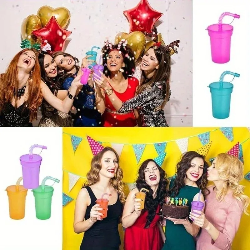 Portable Party Cup with Telescoping Straw and Spill Proof Design