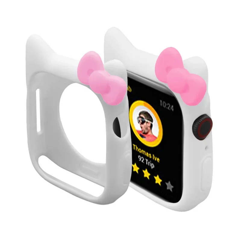 Hello Kitty Apple Watch Protective Case for Iwatch Cover for 38 40 42 44mm Anime KT Cat Soft Silicone Replacement IWatch Shell 3