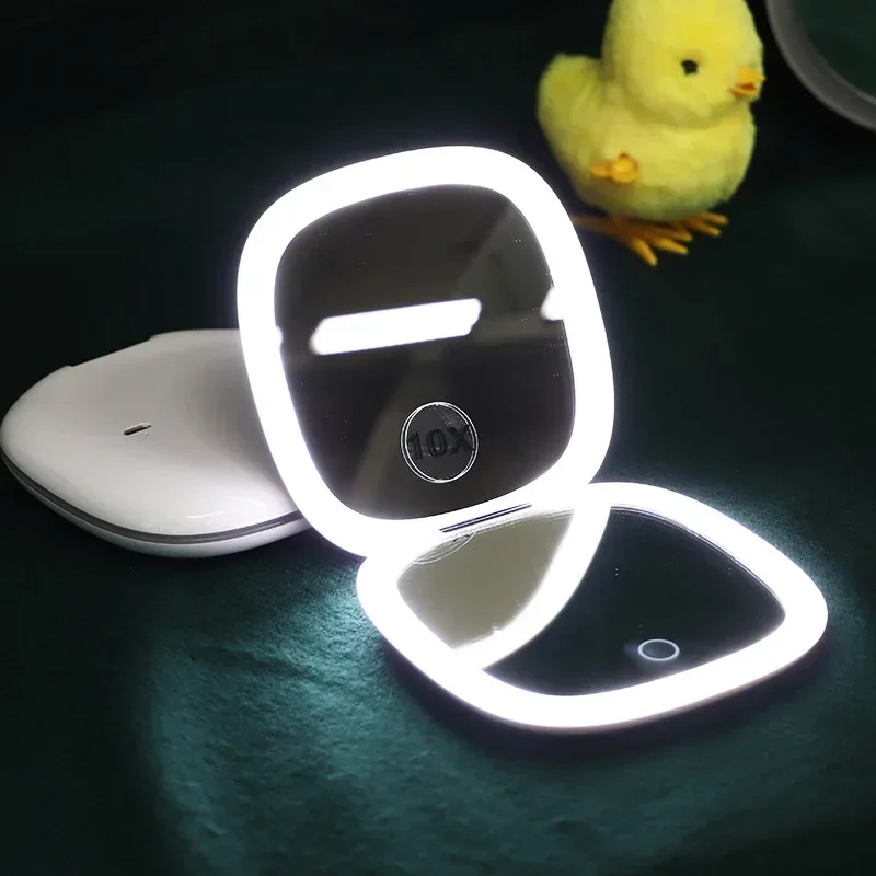 LED Makeup Mirror 10X Magnifying ouch Screen Dimming Handheld With USB Rechargeable Folding Portable Travel Cosmetic makeup mirror,magnifying mirror,hand holding mirror