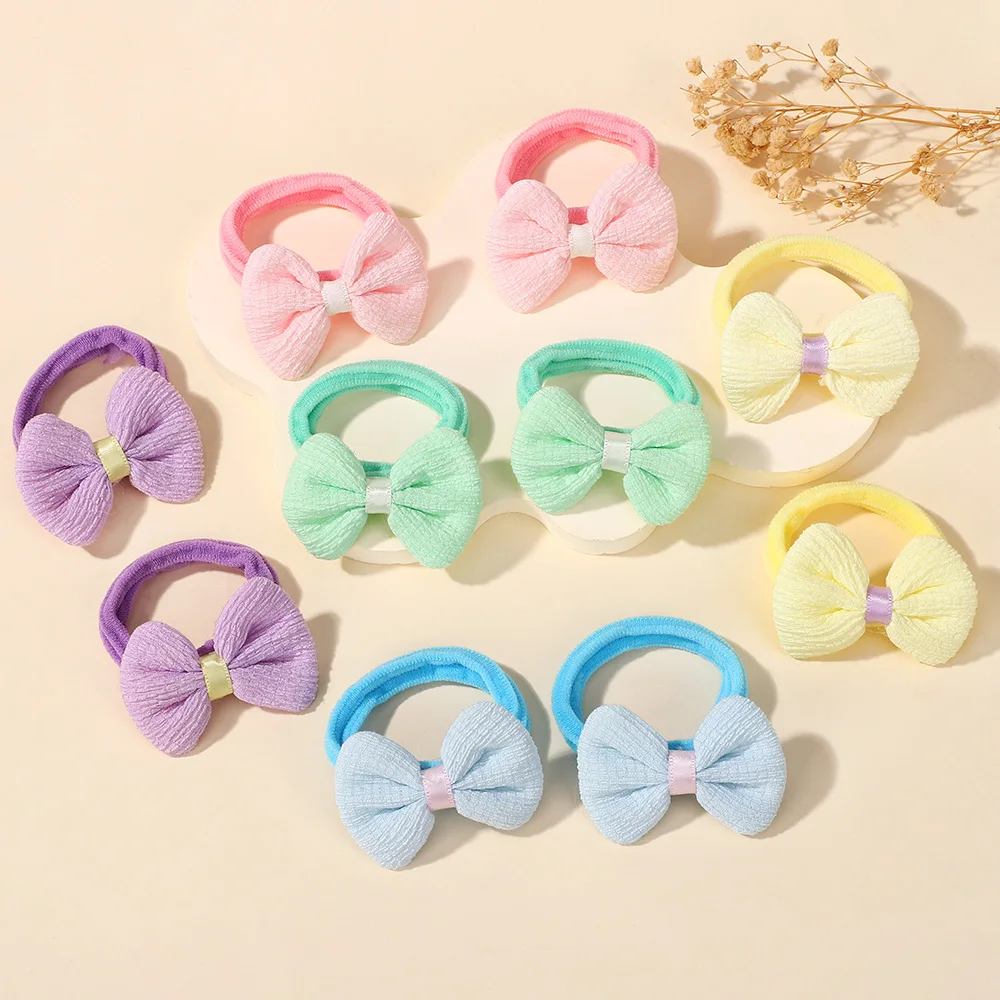 20개 랜덤 색상 여자아이 헤어밴드 꽃 머리띠 포니테일 머리끈 어린이 땋은 머리 타월 링 헤어 액세서리 귀여운 선물