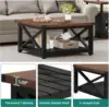 Square Coffee Table for Living Room, Vintage Living Room Table with Shelf, Coffee Table with Storage 5