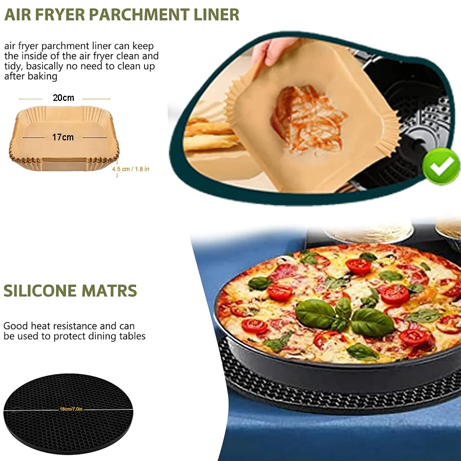 Air Fryer Accessories Square for COSORI 5.5L/6L/6.2L Inculde Air Fryer Grid Rack/Basket/Dish/Utensils