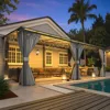 20' X 12' Gazebo for Patio, Large Wall-Mounted Lean to Pergola Gazebo with Curtains and Netting, 12x20 Hard Top Gazebos 2