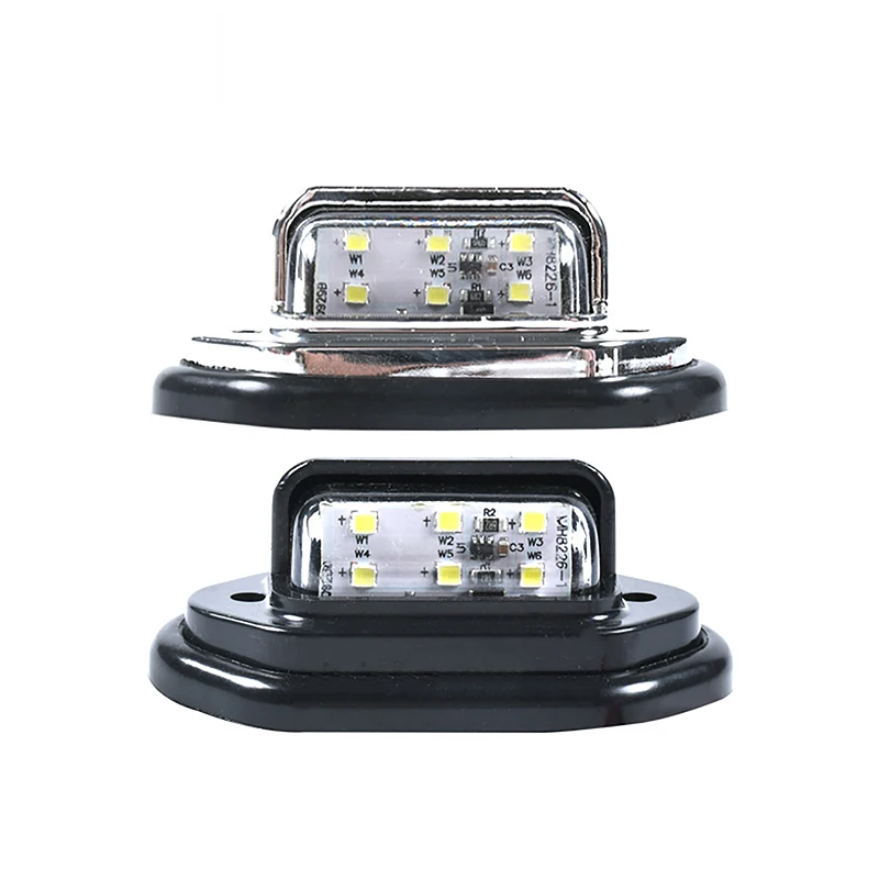 2X 6 LED Car Truck Bus Motorcycle Truck License Plate Light Safety Driving Lamp Light 12/24V Car License Plate Light Accessories