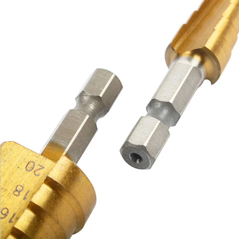 Drill Bit Set 3-12mm/4-12mm/4-20mm Straight Groove Step HSS Titanium Coated Wood Metal Hole Cutter