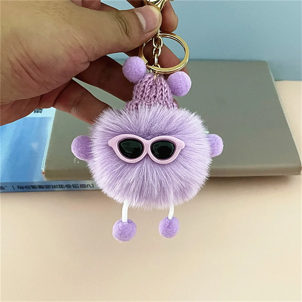 Rex Rabbit Hair Small Coal Ball Keychain Spirit Cute Plush Doll Pendant Accessory colourful Coal Ball Car Bag Keyring Ornamrnts