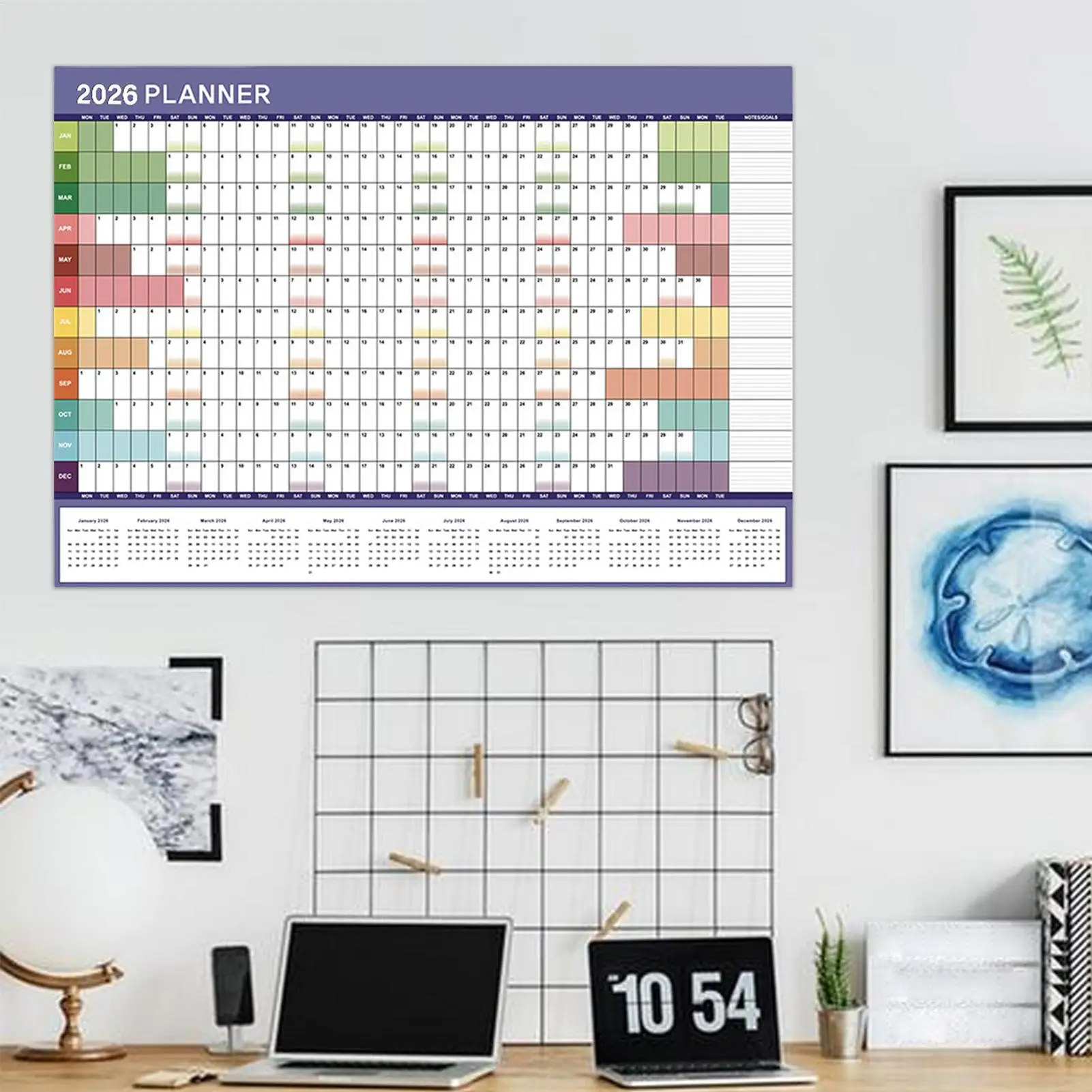 2026 Monthly Wall Calendar Full Year Wall Calendar Reusable Management Organizer Planner Creative Wall Calendar Planning Chart