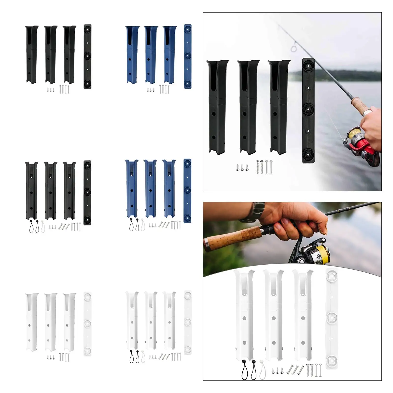 3 Tube Rod Holder with Mounting Screws 3 Rack Fishing Rod Holder Fishing Rod Rack for Fishing Cooler Garage Storage Kayak