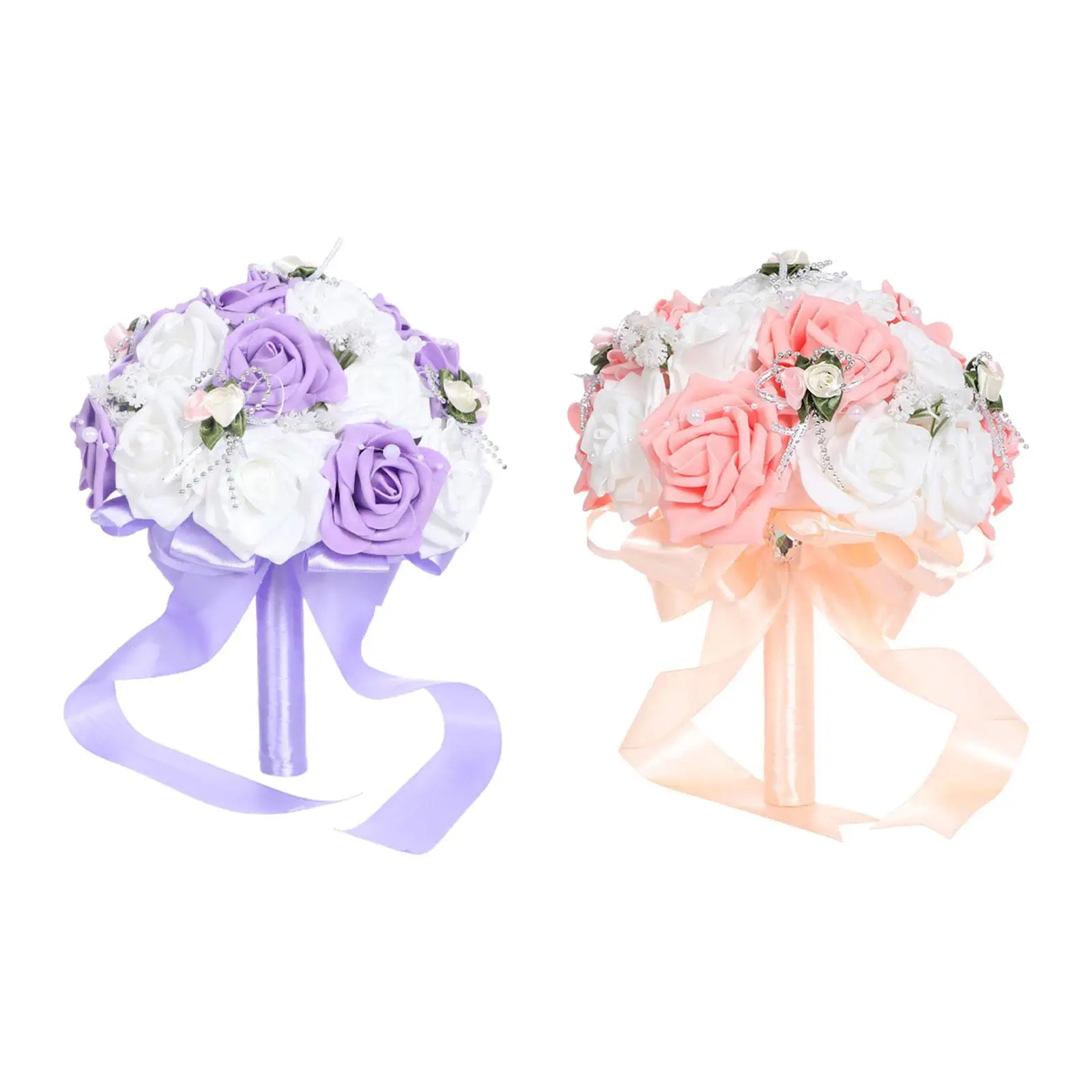 Wedding Bouquet Portable Romantic Handmade Artificial Rose Flower for Bridal Shower Photo Prop Party Valentines Day Ceremony