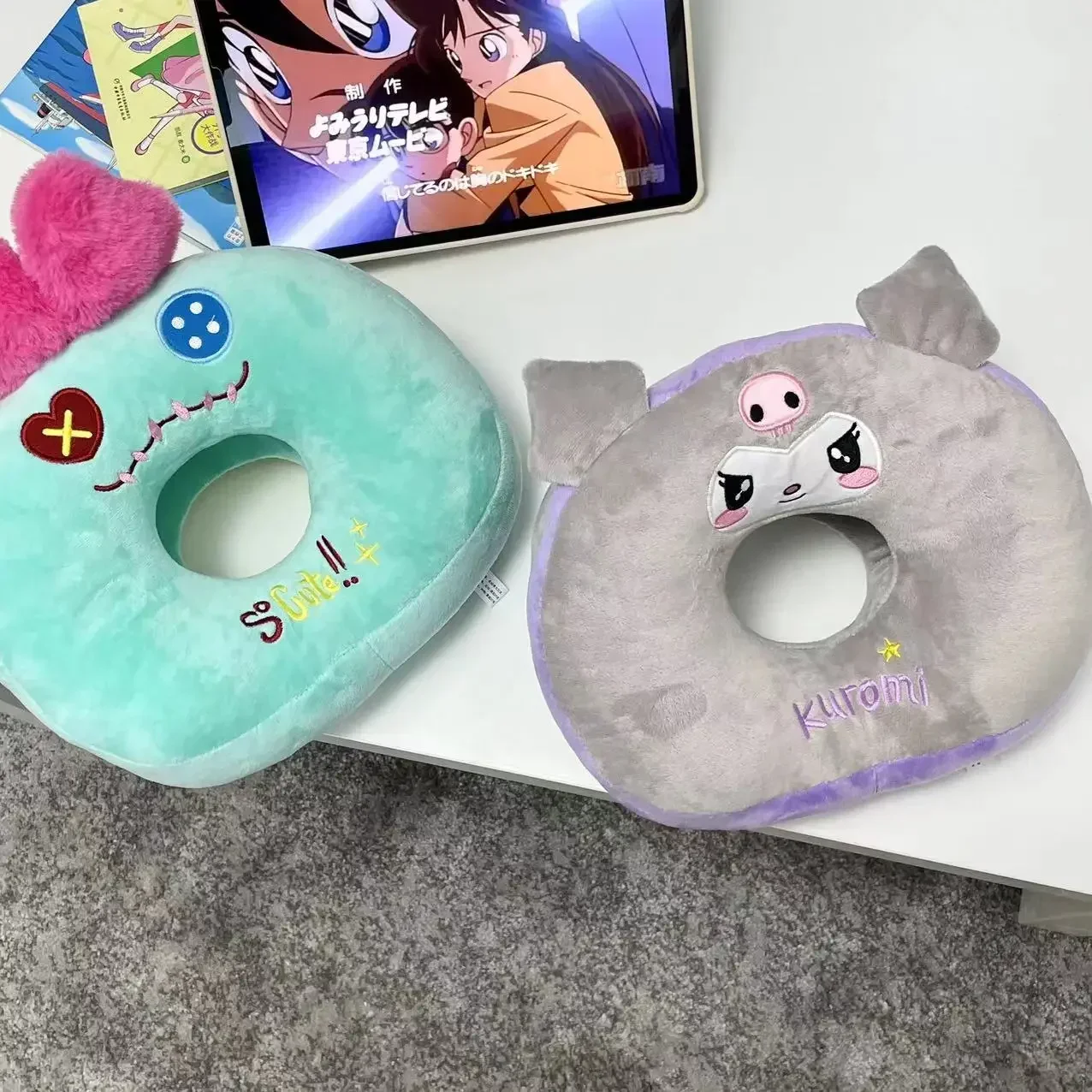 Cartoon Kuromi Stitch Nap Pillow Comfortable Hollow Breathable Stuffed Anime Travel Pillow School Office Nap Pillow Cushion 2