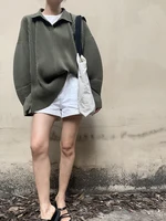 Miyake Pleated Long Sleeved Plus Size Women's Casual Style Polo Collar Loose Top - Image 5